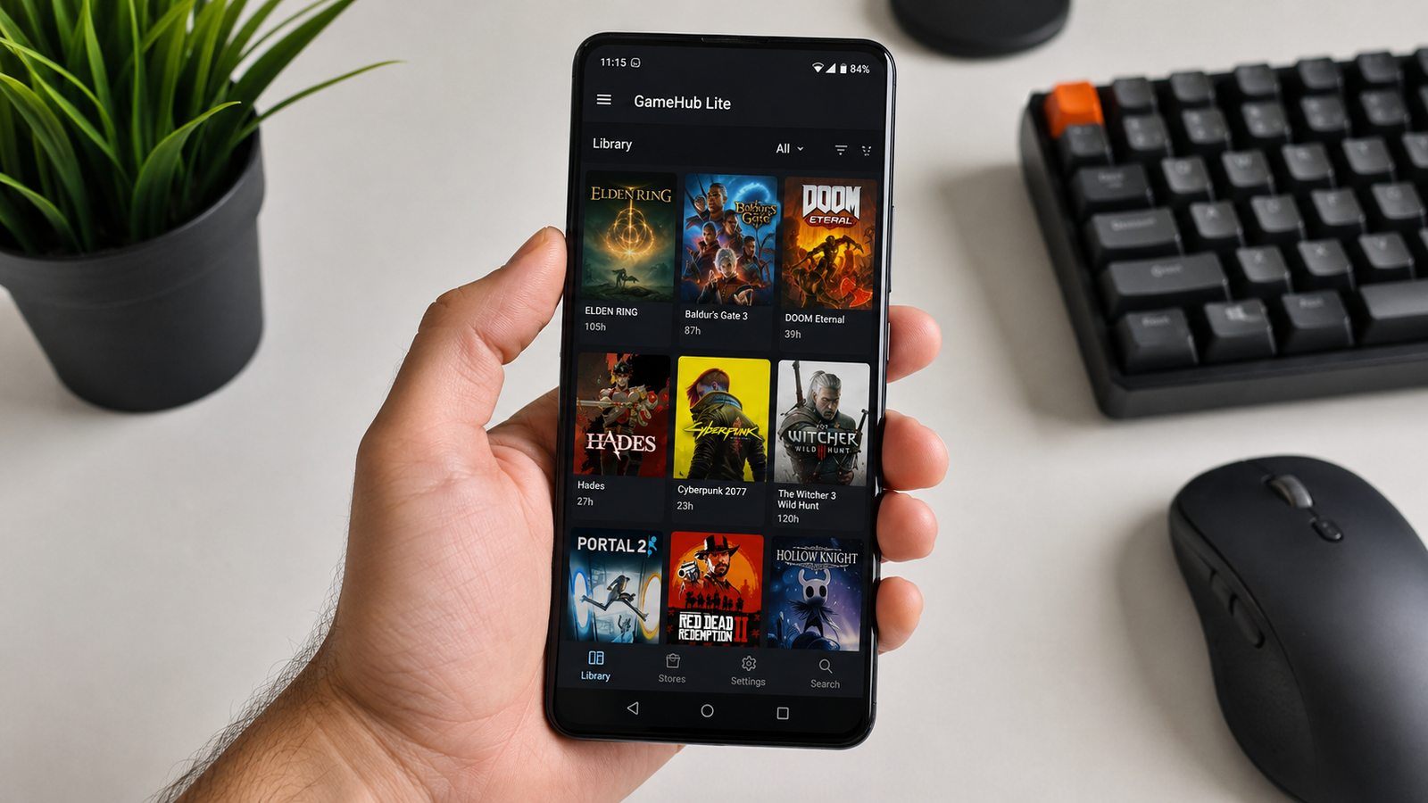 Biblioteca de jogos de PC no GameHub Lite para Android