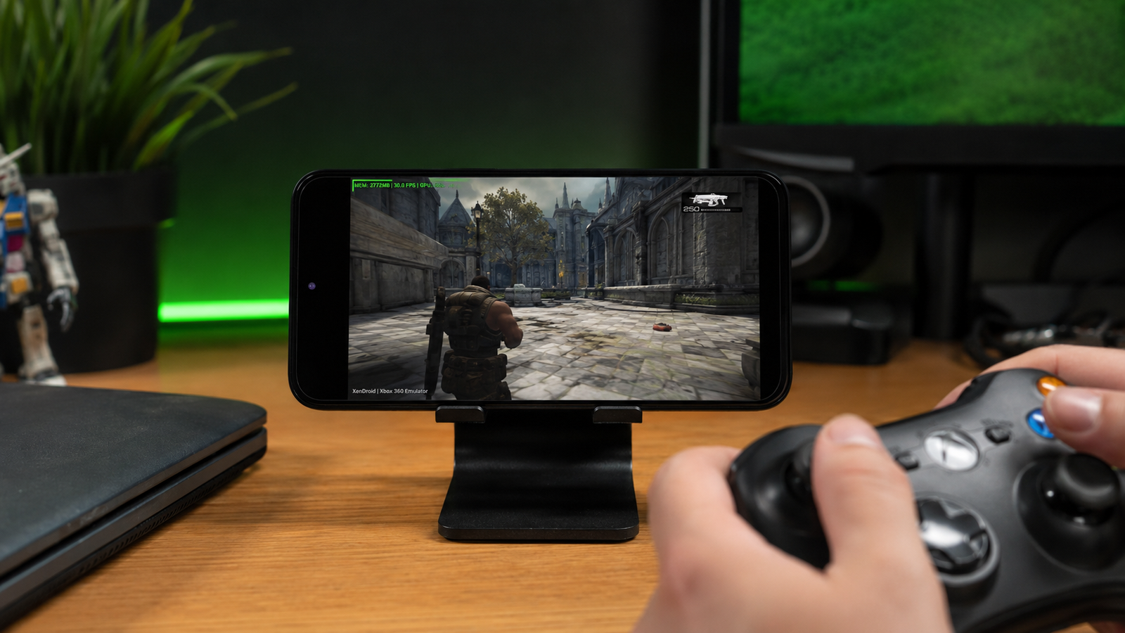 Jogo de Xbox 360 rodando no XenDroid no celular com controle físico