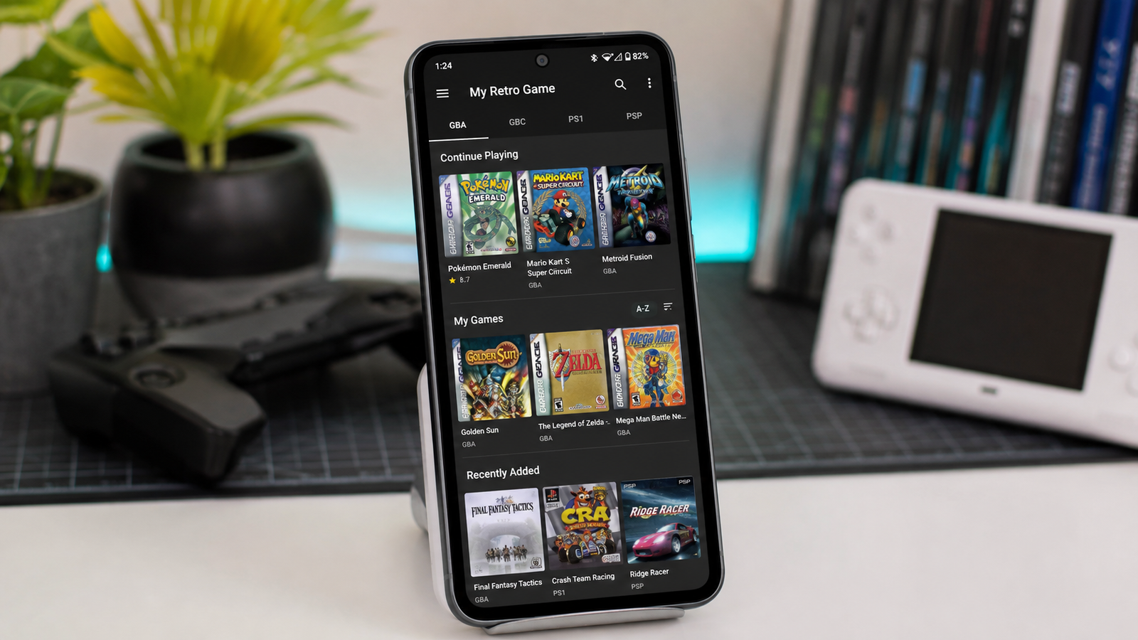 Imagem ilustrativa: Biblioteca do My Retro Game no Android com jogos retrô organizados