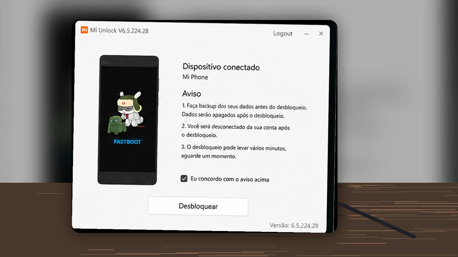 Mi Unlock reconhecendo celular Xiaomi conectado em modo Fastboot